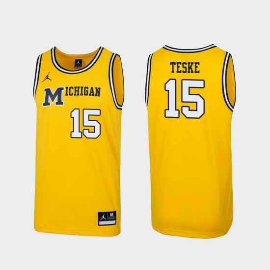 Men Michigan Wolverines Jon Teske Maize Replica 1989 Throwback College Basketball Jersey